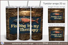 Fishing is my Therapy tumbler Sublimation| fish tumbler png Product Image 1