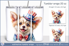 Dog American flag Tumbler| Wrap Tumbler 20 oz| 4th of July Product Image 1