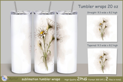 Watercolor daisies Tumbler|daisies Wrap Tumbler 20 oz| frora Product Image 1