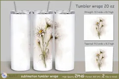 Watercolor daisies Tumbler|daisies Wrap Tumbler 20 oz| frora Product Image 1