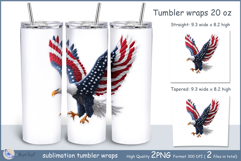 American eagle Tumbler| Wrap Tumbler 20 oz| 4th of July Product Image 1