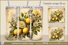 Vintage lemons Tumbler| lemons Wrap Tumbler 20 oz| frora Product Image 1