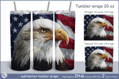 American eagle Tumbler| Wrap Tumbler 20 oz| 4th of July Product Image 1