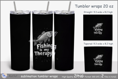 Fishing is my Therapy tumbler Sublimation| fish tumbler png Product Image 1