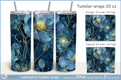 Blue flowers Tumbler| Wrap Tumbler flowers 20 oz| frora Product Image 1