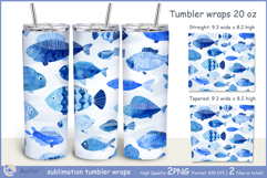 Fish tumbler Sublimation| sea tumbler wrap|Blue fish tumbler Product Image 1