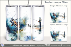 Fish On tumbler Sublimation| fisherman tumbler wrap| fishing Product Image 1