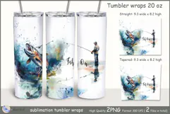 Fish On tumbler Sublimation| fisherman tumbler wrap| fishing Product Image 1