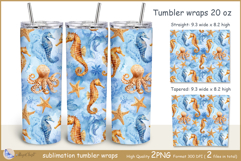 Seahorse tumbler Sublimation| sea octopus tumbler| seashell Product Image 1