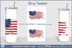 American flag Tumbler| Wrap Tumbler 20 oz| 4th of July Product Image 2