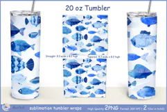 Fish tumbler Sublimation| sea tumbler wrap|Blue fish tumbler Product Image 2
