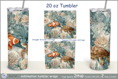 Sea turtle tumbler Sublimation| clown fish tumbler| seashell Product Image 2