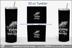 Fishing is my Therapy tumbler Sublimation| fish tumbler png Product Image 2