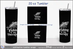 Fishing is my Therapy tumbler Sublimation| fish tumbler png Product Image 2