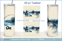 Fish On tumbler Sublimation| fisherman tumbler wrap| fishing Product Image 2