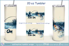 Fish On tumbler Sublimation| fisherman tumbler wrap| fishing Product Image 2