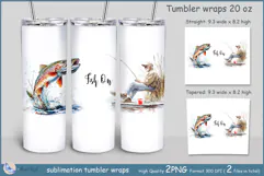 Fish On tumbler Sublimation| fisherman tumbler wrap| fishing Product Image 1