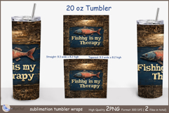 Fishing is my Therapy tumbler Sublimation| fish tumbler png Product Image 2