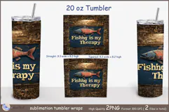 Fishing is my Therapy tumbler Sublimation| fish tumbler png Product Image 2