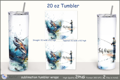 Fish On tumbler Sublimation| fisherman tumbler wrap| fishing Product Image 2