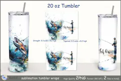 Fish On tumbler Sublimation| fisherman tumbler wrap| fishing Product Image 2