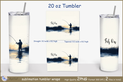 Fish On tumbler Sublimation| fisherman tumbler wrap| fishing Product Image 2