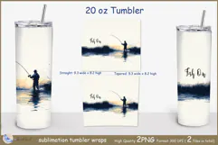 Fish On tumbler Sublimation| fisherman tumbler wrap| fishing Product Image 2