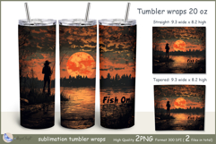 Fish On tumbler Sublimation| fisherwoman tumbler wrap| fish Product Image 1
