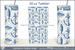 Anchor tumbler Sublimation| sea tumbler wrap| Tumbler fish Product Image 2