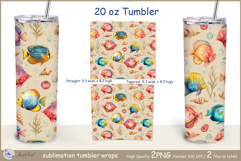 Fish tumbler Sublimation| sea tumbler wrap| fish tumbler Product Image 2