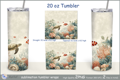 Sea turtle tumbler Sublimation| clown fish tumbler| seashell Product Image 2