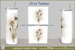 Watercolor daisies Tumbler|daisies Wrap Tumbler 20 oz| frora Product Image 2