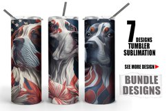 3D Dog Patriotic Tumbler Sublimation | 4th Of July Product Image 1