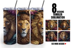 3D Lion Floral | Tumbler Sublimation Wrap Product Image 1