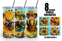 3d Bee Quilling Art | Tumbler Sublimation Wrap Product Image 1