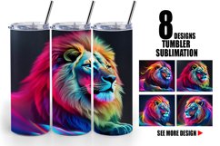 3D Neon Lion | Tumbler Sublimation Wrap Product Image 1
