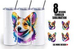 Corgi Dog Colorful | Tumbler Sublimation Wrap Product Image 1