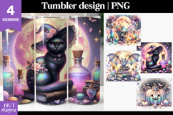 Witch Cat Tumbler Wrap Iridescent Halloween tumbler 20oz Product Image 1