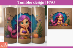 Girl tumbler, Cute 3d Mermaid tumbler 20Oz, seamless tumbler Product Image 1
