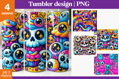 Trippy Skull Halloween tumbler 20oz Cartoon skull tumbler Product Image 1