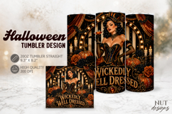 Halloween Tumbler 20oz Creepy circus Pin up witch &amp; cocktail Product Image 1