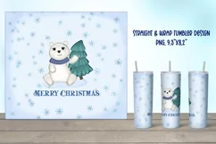 Polar bear blue tumbler, Christmas tumbler with white bear Product Image 1