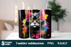 Rainbow cat tumbler sublimation | Animal tumbler PNG design