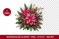 png watercolor clipart - Poinsettias wreath Product Image 1
