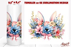 Floral tumbler sublimation watercolor easter bunny ears png Product Image 1