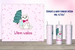 Pink tumbler for winter, Christmas tumbler with polar bear Product Image 1
