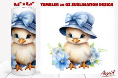Easter chick with blue flowers PNG Bird tumbler sublimation Product Image 1
