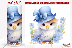 Easter chick with blue flowers PNG Bird tumbler wrap 20 Oz Product Image 1