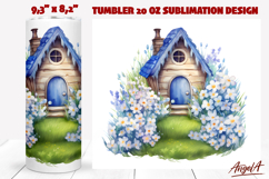 Fairy house with blue flowers tumbler sublimation Easter Product Image 1