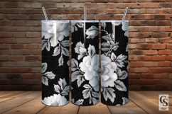 Black and White Floral Lace Digital Paper Product Image 5